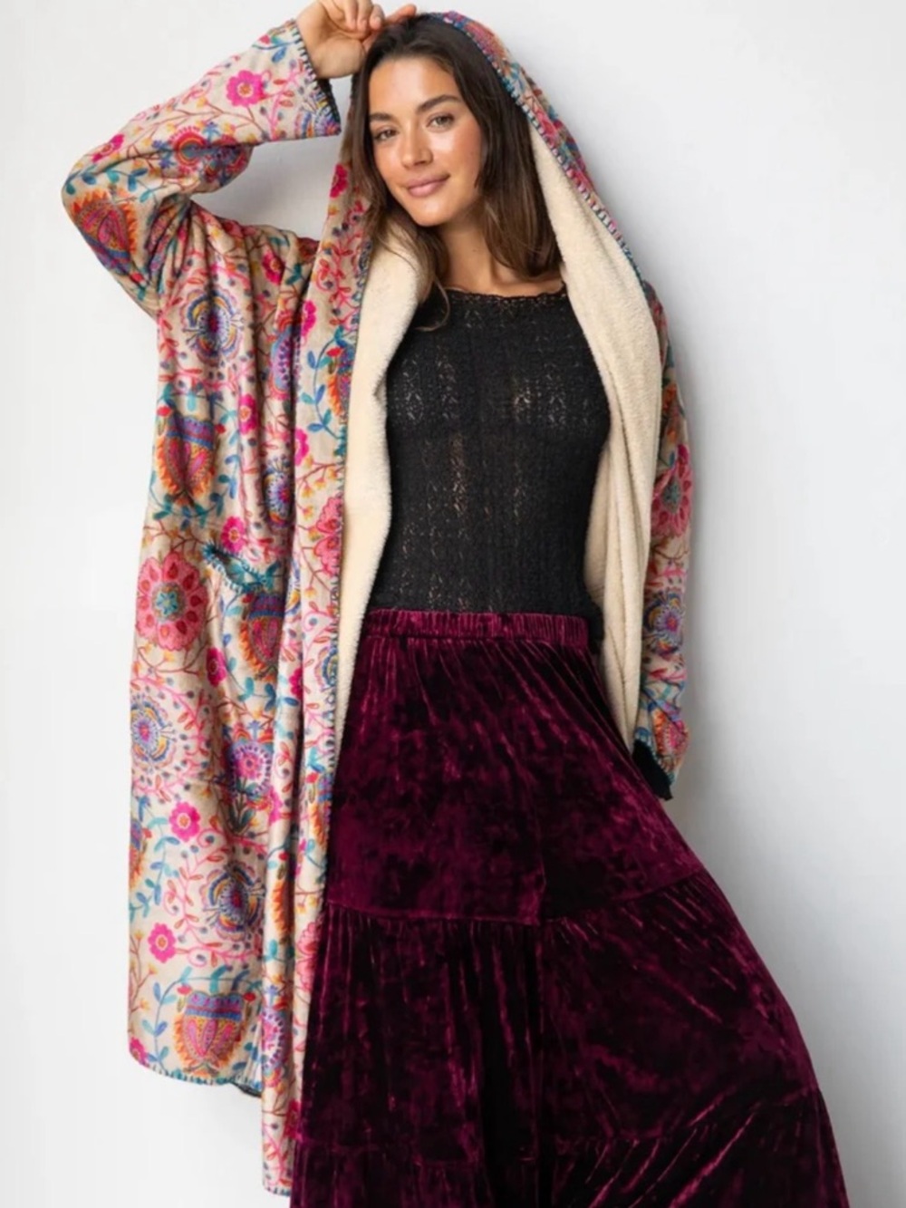 Natural Life Long Cozy Blanket Kimono 
 size L/XL Bohemian Whimsical Festival - Picture 6 of 12